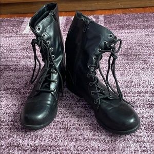 Steve Madden Leather Troopa Combat Boots in black